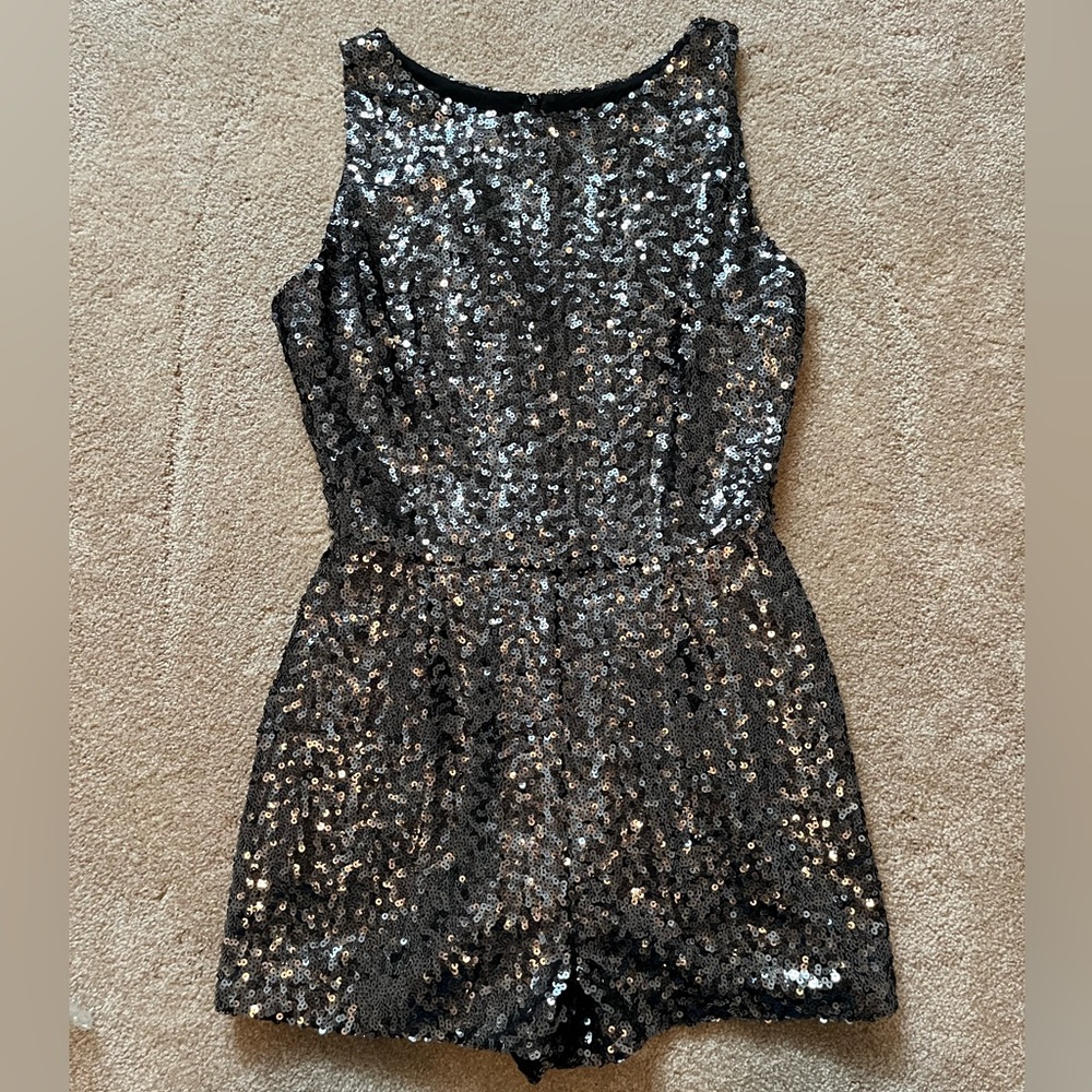 Silver sequin romper